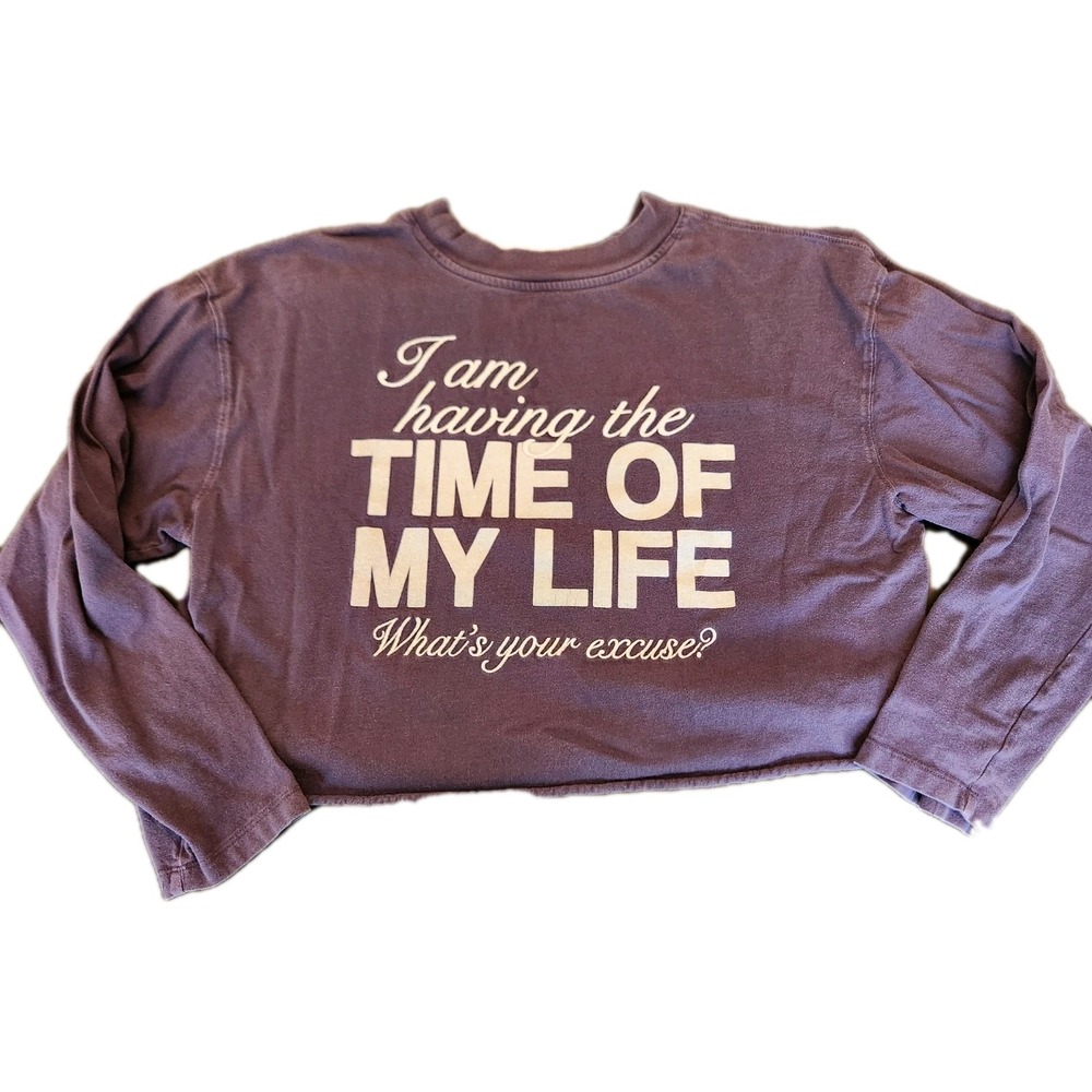 Wild Fable Women's Long Sleeve Cropped Back Print Shirt Size S